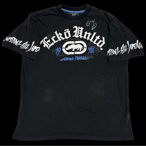 Ecko Unlimited Black and Blue Graphic Tee